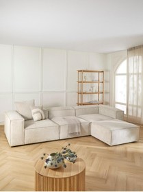 Resim S Home Design Concept Frida 4 Modül Pofidik Modüler Kanepe L Köşe Koltuk Takımı, Fitilli, Kırık Beyaz 