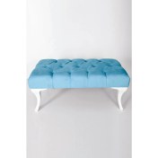 Resim Puffy Home Icon Puff Kapitoneli Kapı Önü Mavi Ayakucu Mutfak Salon Masa Makyaj Koltuğu Mavi Puff Bench 