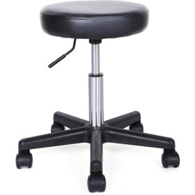 Resim SONGMICS Döner Tabure, Tekerlekli, Yüksekliği Ayarlanabilir Tekerlekli Tabure, 46-58 cm Suni Deri Kaplı Çalışma Taburesi, Siyah Ljb61B 