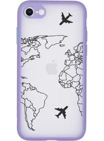 Resim mooodcase Iphone Se 2020 Uyumlu Kamera Lens Korumalı World Map Lines Lüx Telefon Kılıfı 