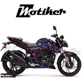 Resim Apache Rtr 200 Kaplama Sticker Etiket Modeli Motif Desen Mavi Pembe 