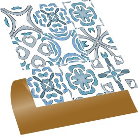 Resim Tink Kendinden Yapışkanlı Mavi Kabuki Desenli Pvc Karo 30x30 Cm 11 Adet 1 M2 