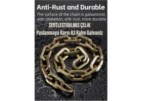 Resim Motosiklet Scooter Motor Kilitli Zincir A3 Galvanizli Kilit ve Zincir Seti - 1,8 M 