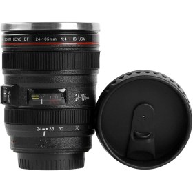 Resim Yuntech01 Kamera Lens Tasarım 400ml Paslanmaz Çelik Termos Bardak, Photographer Hediyesi, Sızıntı Engeli, Siyah Beyaz 