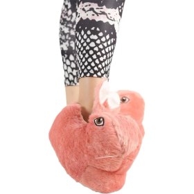 Resim Liger Kadın Tavşan Figürlü Peluş Kaymaz Ev Panduf Pudra Dış Materyal: Peluş Tüy 