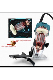 Resim MOONSHOP Pro 6 Kademe Devir Ayarlı 600w Formika Traşlama Freze Makinesi 6mm Pens 2 Yıl Garantili 