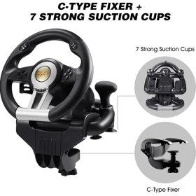 Resim CoverZone Direksiyon Seti 180° Dönüş Açılı Çift Motor Titreşimli Pedal ve Vitesli Oyun Direksiyonu – Pc, Ps3, Ps4, Xbox One, Xbox Series X/s, Nintendo Switch Uyumlu Pxn V3 Pro 