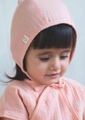 Resim Little Gusto Müslin İngiliz Bebek Şapka Pembe Organik Pamuk 