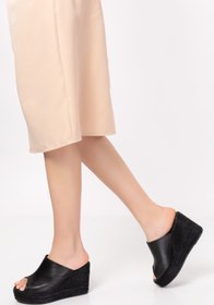 Resim Elile Shoes Hakiki Deri Topuklu Kadın Terlik 34-35-41-42-43-44 Numara 