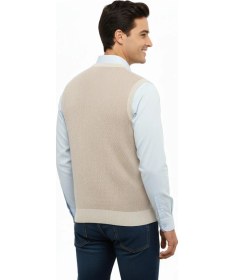 Resim Çizgi Triko Erkek V Yaka Süveter Çelik Örgü Regular Kalıp 5206h Bgl-st04841 Taş 