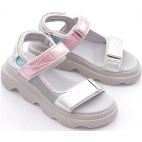 Resim Dgn 3527 Kadin Leopar Desenli Kalin Taban Sandalet Gri Metalik 