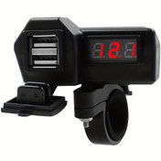 Resim 12V Motosiklet Çift USB Şarj Cihazı Voltmetre Ekranı 2 USB Port 3.1A Şarj Direksiyon Montajı 