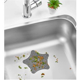 Resim Gri Yıldız Vantuzlu Kaymaz Lavabo Süzgeci, Pratik ve Şık Tasarım 