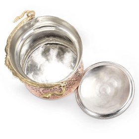 Resim Handygoo El Işleme Eskitme Kırmızı Bakır Yoğurt Bakraç 4 Lt 