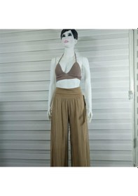 Resim Bohem Stil Italyan Korse Belli Astarlı İpek Pantolon Camel 