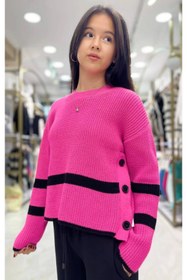 Resim Minimoda Kids Yanı Düğmeli Kız Triko Kazak 
