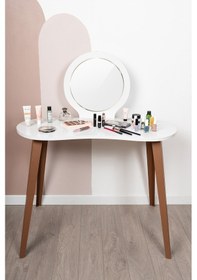 Resim Eva Makyaj Masası Aynalı Makyaj Masası Beyaz Şifonyer Rose 