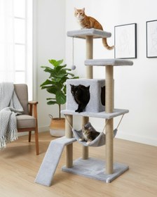 Resim Reyo Pet S9 Kedi Tırmalama Kulesi Platformlu 124 cm Gri 