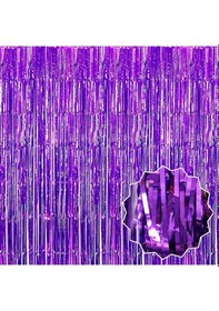 Resim Büro Ev Partisi İçin 1x2mt Mor Metalize Parlak Saçaklı Arka Fon Perde Dekor Diğer 