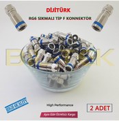 Resim Digitürk Rg6 Sıkmalı F Konnektör - 2 Adet 