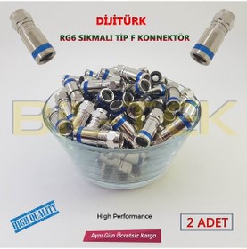 Resim Digitürk Rg6 Sıkmalı F Konnektör - 2 Adet 