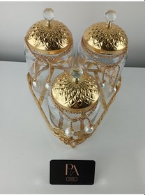 Resim Çay Kahve Şekerlik Kavanoz Sunumluk Söz Nişan Kız İsteme Çikolatalık Dekoratif Obje Biblo Süs Eşya Üçgen Altın 