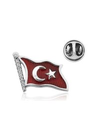 Resim 925 Ayar Gümüş Türk Bayrağı Rozet Gümüş 