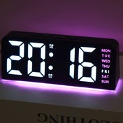 Resim Compact LED Dijital Alarm Saati, Atmosfer Işığı ve Tarih Ekranı ile - USB Güçlü, Ayarlanabilir Parlaklık, Düz Taç Şekli, Çok Fonksiyonlu Ev Dekor Saati, Yatak Odası Saati, Dekoratif Aydınlatma, Modern Dekor, Dayanıklı Plastik 