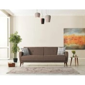 Resim Meşe Home Rinka Süngerli Kollu Bazalı Yataklı Kahve Üçlü Koltuk Kanepe 