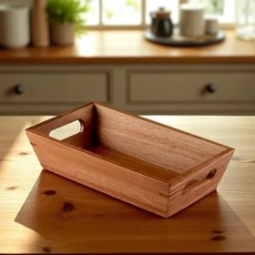 Resim Aesco Akasya Ağacından Ekmek Sepeti - Doğal Ahşap Ekmeklik, Şık Ekmek Sunumluk (23X13X7CM) - Kahvaltı ve Sofralar Için Servis Sepeti 