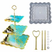 Resim Getshopmini Epoksi Silikon Kek Standı Kare Dalgalı Sunumluk Kalıbı 