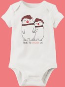 Resim BabyLimon Unisex Bebek Beyaz Organik Baskılı Pamuklu Body 