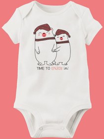 Resim BabyLimon Unisex Bebek Beyaz Organik Baskılı Pamuklu Body 