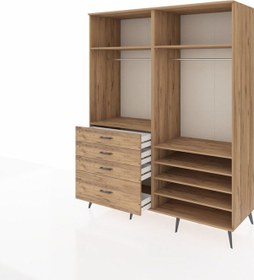 Resim Kronos Gardrop 7 Raflı 4 Çekmeceli 2 Askılı 176x59x221 Çam-çam Çam 