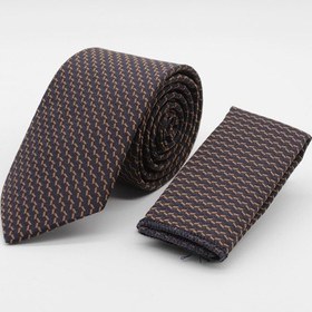Resim İmza Lacivert - Turuncu Desenli 7 Cm Kravat 1090260120 
