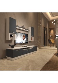 Resim Decoraktiv Trio 5da Mdf Tv Ünitesi Tv Sehpası Beyaz - Antrasit 
