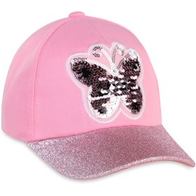 Resim Simli Kelebek 4-8 Yaş Çocuk Kız Kep Şapka - Pembe - Pembe / Standart 