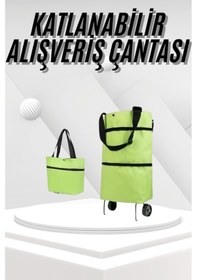 Resim Katlanabilir Tekerlekli Pazar Market Çarşı Arabası Market Alışver 