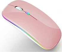 Resim Led Bluetooth Fare iPad Pro iPad Air Şarj Edilebilir Bluetooth Kablosuz Fare MacBook Pro MacBook Air Laptop Chromebook Windows Notebook MacBook HP PC DELL için (LED Pembe Altın) 