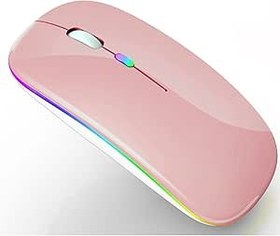 Resim Led Bluetooth Fare iPad Pro iPad Air Şarj Edilebilir Bluetooth Kablosuz Fare MacBook Pro MacBook Air Laptop Chromebook Windows Notebook MacBook HP PC DELL için (LED Pembe Altın) 