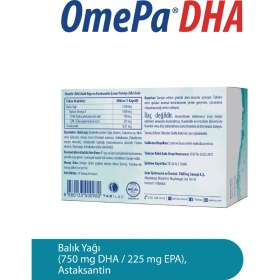 Resim OmePa DHA 30 Yumuşak Kapsül Omega 3 Balık Yağı Türkiye Menşeli Astaksantin İçerir 