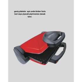 Resim MiraLive Tost Makinesi Kırmızı Döküm Plaka 6+ Dilim Çok Kapasiteli Izgara 