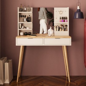 Resim Bimossa A40 Bella Çekmeceli Makyaj Masası - Meşe - Kumtaşı 