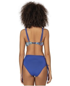 Resim Endeep Kadın Büyük Beden Balenli Destekli Bağlama Detaylı Mavi Desenli Bikini Takımı-mavi Mavi 
