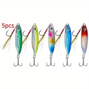 Resim Metalden üretilmiş Balıkçılık Jig'leri, Uzun Mesafe Atışları İçin 7G, 10G, 20G ve 30G Ölçülerinde Mevcut - Ultra Gerçekçi Dokular, Beş Karışık Renk ve Keskin Üçlü saç tokası ile Çift saç tokası - Gerçekçi Yüzme Eylemleri ile Tasarlanmış, Hem Tuzlu Su Hem de Tatlı Su İçin Uygun, Gerçekçi Sert Yemler. 