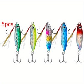 Resim Metalden üretilmiş Balıkçılık Jig'leri, Uzun Mesafe Atışları İçin 7G, 10G, 20G ve 30G Ölçülerinde Mevcut - Ultra Gerçekçi Dokular, Beş Karışık Renk ve Keskin Üçlü saç tokası ile Çift saç tokası - Gerçekçi Yüzme Eylemleri ile Tasarlanmış, Hem Tuzlu Su Hem de Tatlı Su İçin Uygun, Gerçekçi Sert Yemler. 