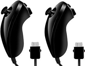 Resim Nunchuk Controller for Wii, 2 Packs Nunchuk Video Game Controller Joystick Remote, Nunchuk Controller Compatible for Wii Wii U Console, Left and Right Hand Game Controller (Black) 