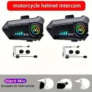 Resim Y10 2X 2 Adet Motosiklet Kablosuz Kask Kulaklığı, 300m Aralıklı Su Geçirmez İnterkom Tam Dupleks DSP ve CVC ile 