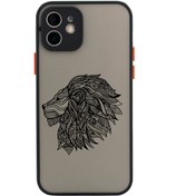 Resim butikcase Iphone 11 Lüx Uyumlu Kamera Lens Korumalı Çizim Aslan Desenli Siyah Telefon Kılıfı 