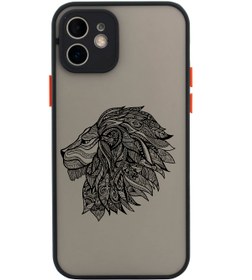 Resim butikcase Iphone 11 Lüx Uyumlu Kamera Lens Korumalı Çizim Aslan Desenli Siyah Telefon Kılıfı 